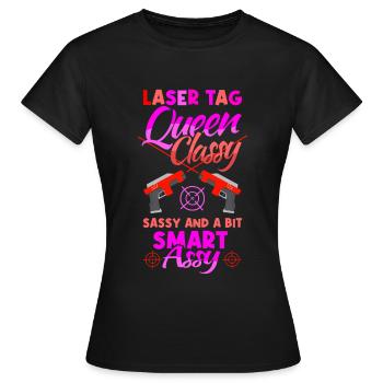 Laser Tag Queen Laser Tag Laser Gun - Women's T-Shirt - black - Front - AI Model Female 172 dark (172cm)