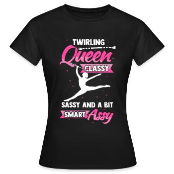 Baton Twirling Queen Majorette Rod Turning - Women's T-Shirt - black - Front - AI Model Female 172 dark (172cm)