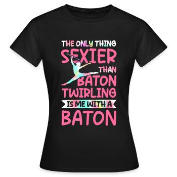 Twirling Rod Twisting Sexy Majorette - Women's T-Shirt - black - Front - AI Model Female 172 dark (172cm)