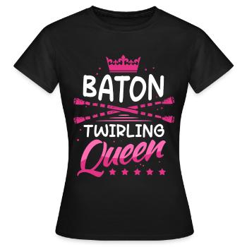 Bâton virevoltant Reine Rod Tournant Majorette - T-shirt Femme - noir - Devant - AI Model Female 172 dark (172cm)