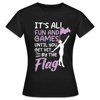 Color Guard Gymnastik Fahne Flagge - Frauen T-Shirt - Schwarz - Vorne - AI Model Female 172 dark (172cm)