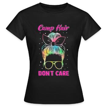 Camping Camper Camp Hair - Frauen T-Shirt - Schwarz - Vorne - AI Model Female 172 dark (172cm)