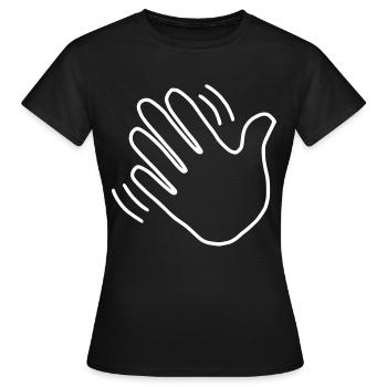 Emoji Hand winken Skizze weiß - Frauen T-Shirt - Schwarz - Vorne - AI Model Female 172 dark (172cm)