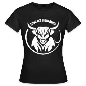 Mon bétail des Highlands que j’aime Highlands - T-shirt Femme - noir - Devant - AI Model Female 172 dark (172cm)