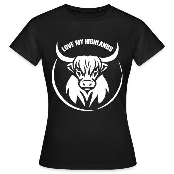 Mon bétail des Highlands J’adore Highlands - T-shirt Femme - noir - Devant - AI Model Female 172 dark (172cm)