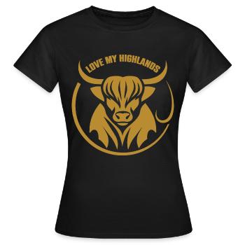 Mon bétail des Highlands que j’aime Highlands - T-shirt Femme - noir - Devant - AI Model Female 172 dark (172cm)