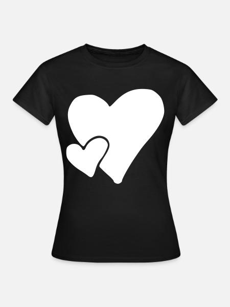 Herz Emoji Skizze - Frauen T-Shirt - Schwarz
