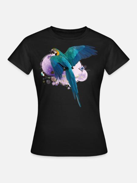 Blauer und gelber Ara - Frauen T-Shirt - Schwarz
