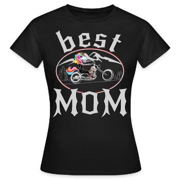 best mom mom unicorn motorcycle gift - Women's T-Shirt - black - Front - AI Model Female 172 dark (172cm)