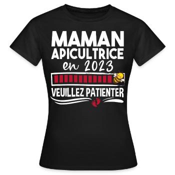 2023 Maman Apicultrice Apiculture Abeille Humour - T-shirt Femme - noir - Devant - AI Model Female 172 dark (172cm)