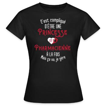 C'est compliqué d'être Une Princesse Psychologue - T-shirt Femme - noir - Devant - AI Model Female 172 dark (172cm)