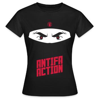 Antifa Action – Ninja - Frauen T-Shirt - Schwarz - Vorne - AI Model Female 172 dark (172cm)