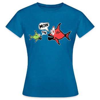 Poisson Moin Basse Allemagne Allemagne du Nord Miesfischieart - T-shirt Femme - bleu saphir antique chiné - Devant - AI Model Female 172 dark (172cm)