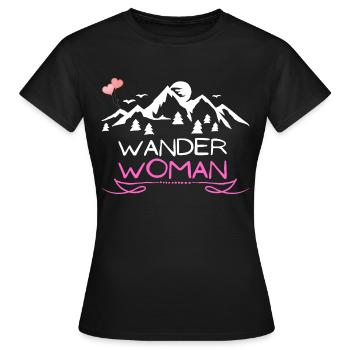 Wander Woman Berg Mädel Outdoor Hobby Geschenk - Frauen T-Shirt - Schwarz - Vorne - AI Model Female 172 dark (172cm)