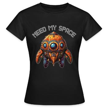 J’ai besoin de ma place drôle de vaisseau spatial curieux - T-shirt Femme - noir - Devant - AI Model Female 172 dark (172cm)