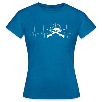 Hunting - Women's T-Shirt - antique blue sapphire heather - Front - AI Model Female 172 dark (172cm)