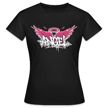 grafitti angel with wings - Frauen T-Shirt - Schwarz - Vorne - AI Model Female 172 dark (172cm)