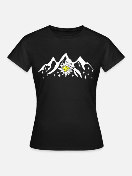 Alpen Edelweiß Edelweiss Tracht für Dirndl - Frauen T-Shirt - Schwarz