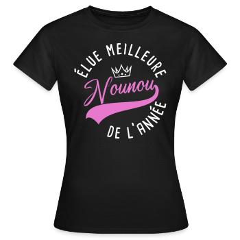 élue meilleure nounou de l'année. Humour garderie - T-shirt Femme - noir - Devant - AI Model Female 172 dark (172cm)