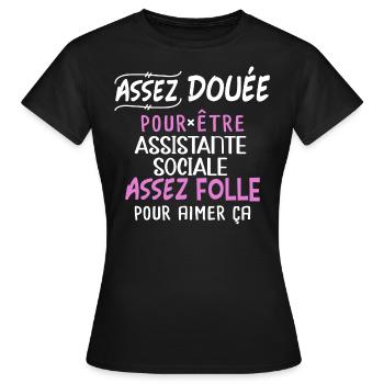 Assistante sociale humour métier idée cadeau femme - T-shirt Femme - noir - Devant - AI Model Female 172 dark (172cm)