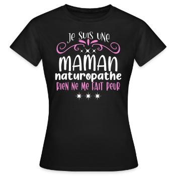 Naturopathe, humour métier naturopathie, maman - T-shirt Femme - noir - Devant - AI Model Female 172 dark (172cm)