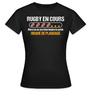 Rugby, humour sport, idée cadeau sportif original - T-shirt Femme - noir - Devant - AI Model Female 172 dark (172cm)