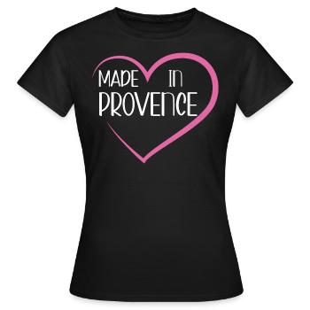 made in Provence humour sud, cadeau méditérannée - T-shirt Femme - noir - Devant - AI Model Female 172 dark (172cm)