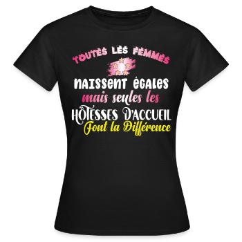 Cadeau hôtesse d'accueil, humour métier réception - T-shirt Femme - noir - Devant - AI Model Female 172 dark (172cm)