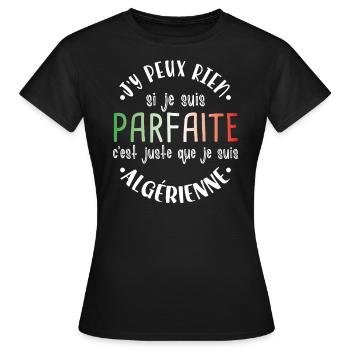 Algérienne drapeau Algérie Pays Maghreb Région DZ - T-shirt Femme - noir - Devant - AI Model Female 172 dark (172cm)