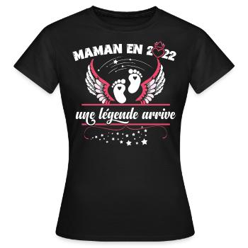 Maman 2022 Cadeau naissance surprise future maman - T-shirt Femme - noir - Devant - AI Model Female 172 dark (172cm)