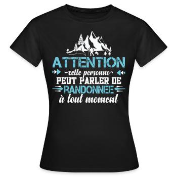 randonneur idée cadeau passion randonnée, humour - T-shirt Femme - noir - Devant - AI Model Female 172 dark (172cm)