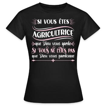 Agricultrice idée cadeau humour métier - T-shirt Femme - noir - Devant - AI Model Female 172 dark (172cm)