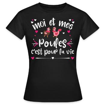 Poule, idée cadeau élevage de poules humour - T-shirt Femme - noir - Devant - AI Model Female 172 dark (172cm)