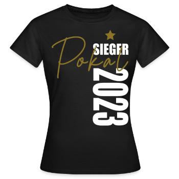 Pokalsieger 2023 - Frauen T-Shirt - Schwarz - Vorne - AI Model Female 172 dark (172cm)