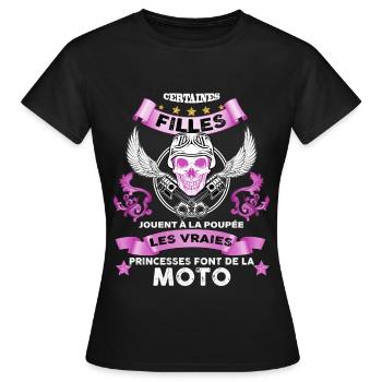 Motarde t-shirt femme Moto - T-shirt Femme - noir - Devant - AI Model Female 172 dark (172cm)