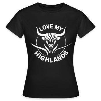 Mon bétail des Highlands que j’aime Highlands - T-shirt Femme - noir - Devant - AI Model Female 172 dark (172cm)