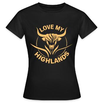 Mon bétail des Highlands que j’aime Highlands - T-shirt Femme - noir - Devant - AI Model Female 172 dark (172cm)