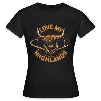 Mon bétail des Highlands que j’aime Highlands - T-shirt Femme - noir - Devant - AI Model Female 172 dark (172cm)