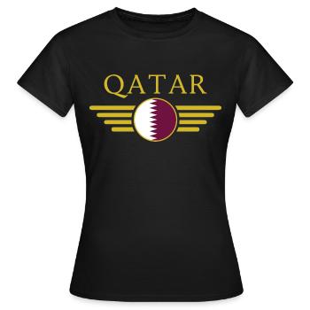 J’aime le Qatar, T-shirt design de style élégance - T-shirt Femme - noir - Devant - AI Model Female 172 dark (172cm)