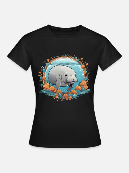 Dugong Mon animal spirituel J’aime les lamantins - T-shirt Femme - noir