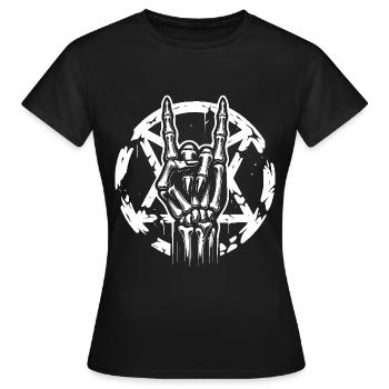 Knochenhand mit Pentagramm macht devil horns - Frauen T-Shirt - Schwarz - Vorne - AI Model Female 172 dark (172cm)