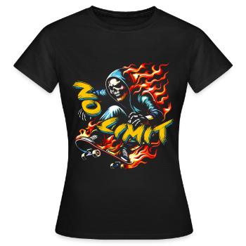 No Limit Skull Skeleton on Skateboard - Women's T-Shirt - black - Front - AI Model Female 172 dark (172cm)