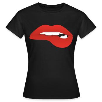 Les lèvres rouges disent embrasse-moi - T-shirt Femme - noir - Devant - AI Model Female 172 dark (172cm)