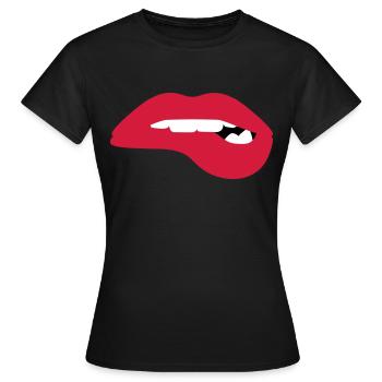 Des lèvres chaudes et pulpeuses veulent vous séduire - T-shirt Femme - noir - Devant - AI Model Female 172 dark (172cm)