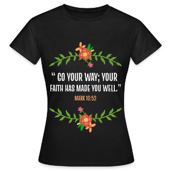 Verse de la Bible Marc 10 52 - T-shirt Femme - noir - Devant - AI Model Female 172 dark (172cm)