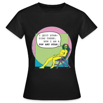 Vitruvian_Man_Leonardo_Da Vinci goes Pop Art - Frauen T-Shirt - Schwarz - Vorne - AI Model Female 172 dark (172cm)