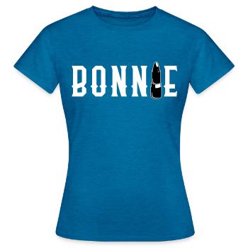 Bonnie & Clyde Partnerlook - Frauen T-Shirt - Antikblaues Saphir meliert - Vorne - AI Model Female 172 dark (172cm)