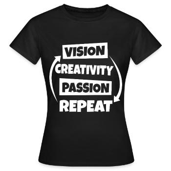 Vision Creativity Passion - Frauen T-Shirt - Schwarz - Vorne - AI Model Female 172 dark (172cm)