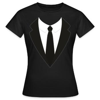Anzug Kostüm Karneval Kravatte Fasching JGA - Frauen T-Shirt - Schwarz - Vorne - AI Model Female 172 dark (172cm)