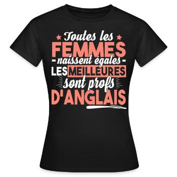 Prof Anglais Professeur English Teacher Collège - T-shirt Femme - noir - Devant - AI Model Female 172 dark (172cm)